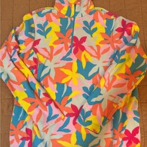 Lands' End Colorful Floral Quarter Zip